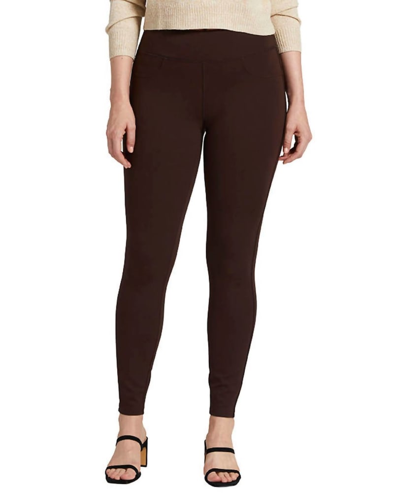 Front of a model wearing a size 16 Ricki Mid Rise Legging In Brown in Brown by JAG. | dia_product_style_image_id:357803